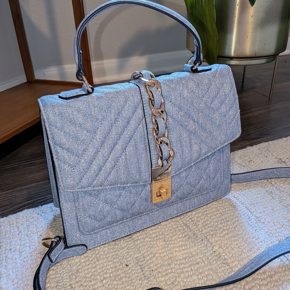 Aldo Denim Blue Quilted Crossbody Bag